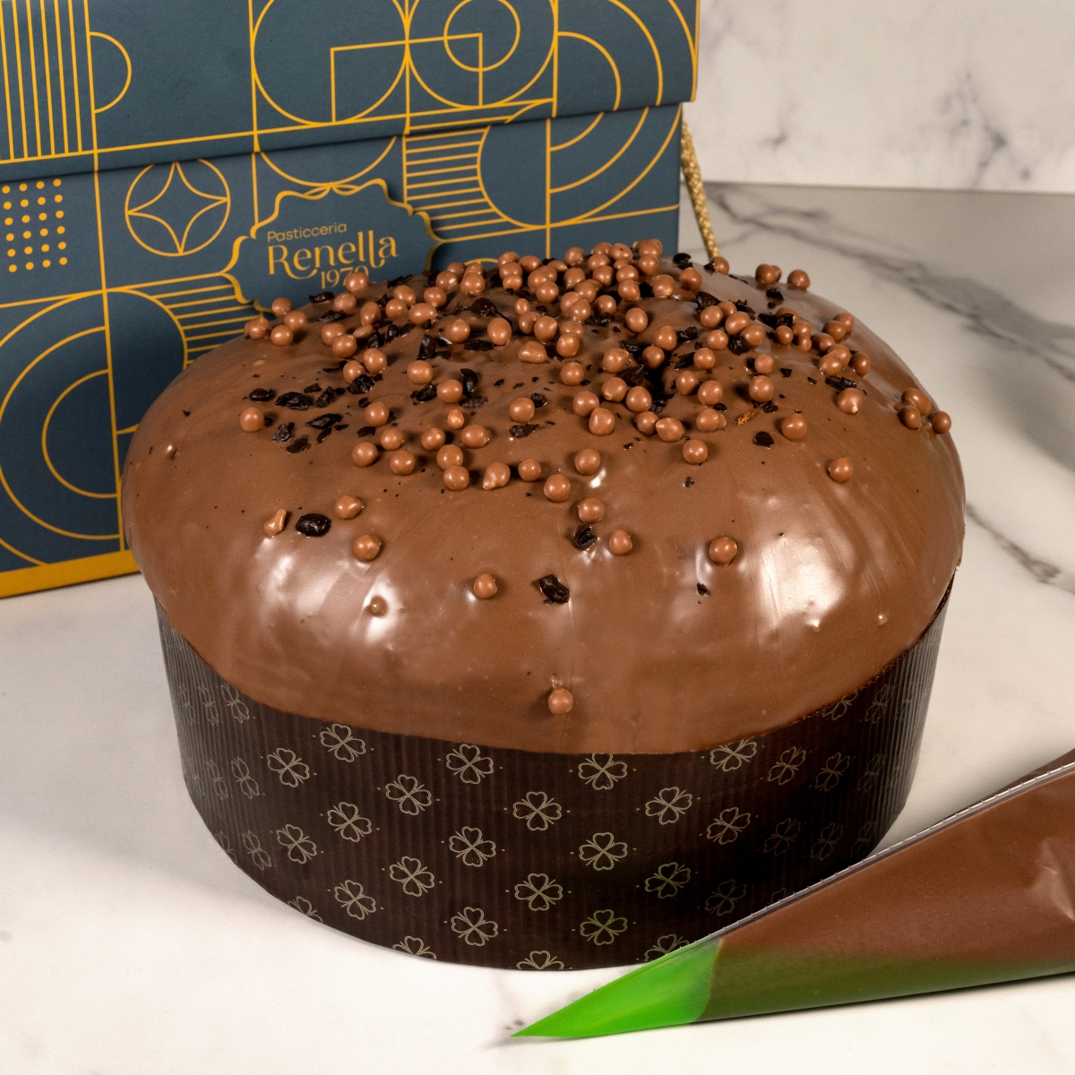 Panettone Artigianale al Caffè con Glassa alla Nutella e Sac à Poche - 1.1 kg + 300gr. di Nutella