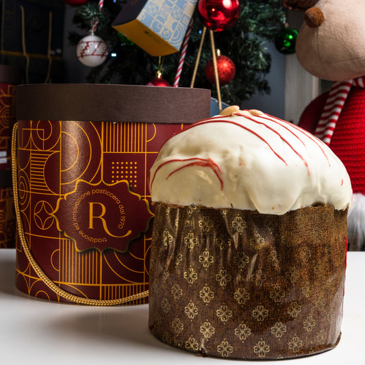 Panettone Artigianale Veneziano LIMITED EDITION con Cioccolato Bianco alla Mandorla e Variegato all’Amarena - 1,4/ 1.5 kg