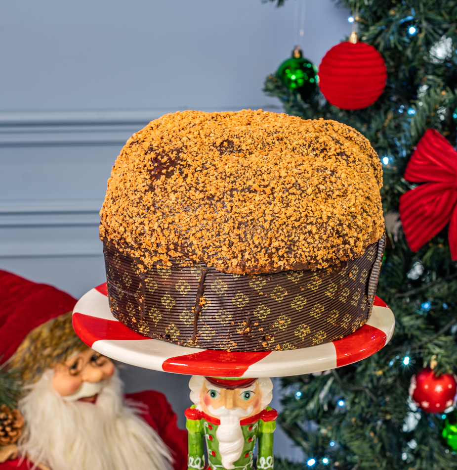 Panettone Artigianale Croccante all’Amarena con Glassa al Cioccolato e Croccantino Tritato - 1,4/1.5  kg