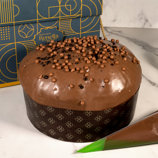 Panettone Artigianale al Caffè con Glassa alla Nutella e Sac à Poche - 1.1 kg + 300gr. di Nutella