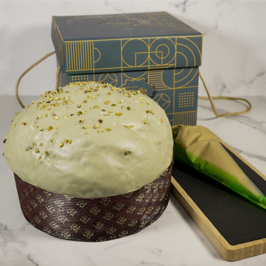 Panettone Artigianale Pistacchio con Glassa al Pistacchio e Sac à Poche - 1.1 kg + 300gr. di crema Pistacchio